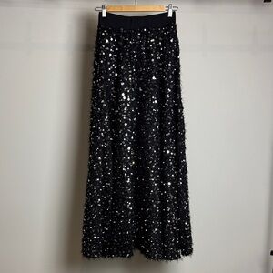 Zara Black Sequin Maxi Skirt woman’s size S